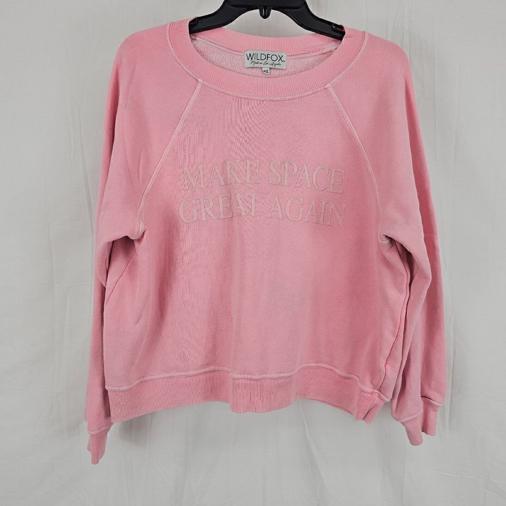Wildfox Make Space Great Again Women's Size XS Light Pink Pullover Sweatshirt